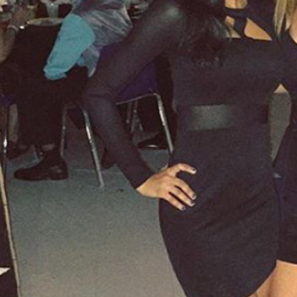 BLACK DRESS material girl long sleeve bodycon